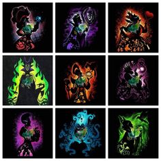 six different colored images of the same character