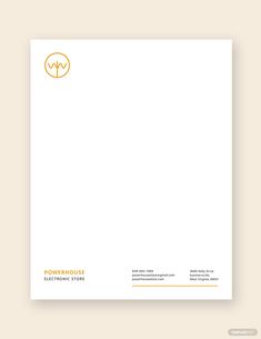 a white letterhead with an orange circle on the front and bottom, is shown