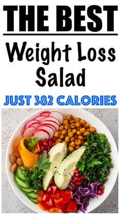 Low Calorie Weight Loss Salad Recipe Low Carb High Fat Diet, Burn Fat Fast, Detox Salad, Salad Meal Prep, High Protein Low Carb Recipes, Nutrition Diet, Roasted Chickpeas, Fat Burning Foods, Healthy Nutrition