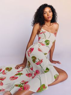 Elope with yourself. The Winola is a sleeveless maxi dress. It features a slim fit, a scoop neckline, and an asymmetrical hem with ruffle detailing. Shoot Moodboard, Maxi Summer Dress, Book Fashion, Cobalt Blue Dress, Beautiful Maxi Dresses, Floral Wrap Dress, Midi Wrap Dress, Reformation Dress, Vintage Inspired Dresses