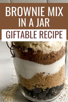 brownie mix in a jar with text overlay