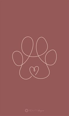 a dog's paw with a heart in the middle on a maroon background,