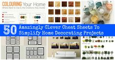 there are many different types of home decor items in this collage with the words, 50 amazing clever over - sized sheets to simlify home decorating projects