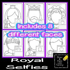 the royal series includes 8 different faces for each child to color and draw on their own face