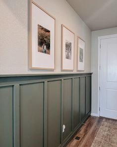 Board And Batten Wall With Wood Trim, Entryway To Bedroom, White Board And Batten With Blue Walls, Board And Batten Half Wall Entryway, Decorate Above Board And Batten, Hallway Ideas Board And Batten, Gallery Wall With Board And Batten, Entryway Wall Board And Batten, Board And Batten Wall Ideas Living Room