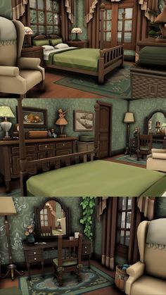 Bloxburg Bedroom Ideas Dark Academia, Bloxburg Fairytale House, Sims 4 Rustic Bedroom, Cottagecore Bedroom Sims 4, Sims Cottage House Interior, Bloxburg Dark Academia House Layouts, Victorian Bloxburg House Ideas, Victorian Interior Bloxburg, Cottage Core Bloxburg Bedroom