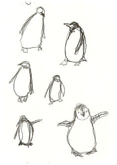 the penguins are drawn in different ways