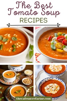 Check out our favorite Tomato Soup recipes! Homemade tomato soup is simple to make, so many variations and perfect for a cold day. Get our favorite soup recipes like Fire-Roasted Tomato Basil Soup or Tomato Lentil Soup Caprese soup and a Roasted Tomato Carrot Bisque to name a few. Perfect to serve with a salad and fresh bread for lunch or dinner. V8 Tomato Soup Recipe, Caprese Soup, Fire Roasted Tomato Basil Soup, Carrot Bisque, Soup Recipes Homemade, Tomato Lentil Soup, Best Tomato Soup, Slow Cooker Easy, Roasted Tomato Basil Soup