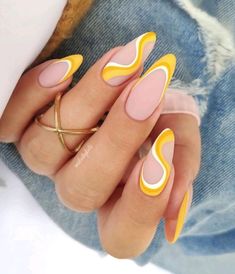 #manicure #trend #pink #pinkmanicure #trendy Nails Yellow, Her Nails, Almond Nails Designs, Short Nail, Vacation Nails, Yellow Nails, Funky Nails