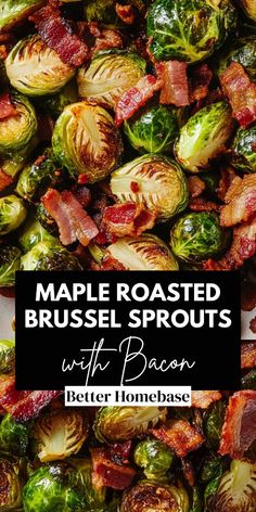 roasted brussel sprouts with bacon in a white bowl