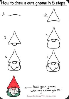 how to draw gnomes in 6 steps