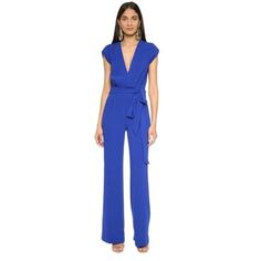 Beautiful Royal Blue Diane Vonfurstenberg Jumpsuit. Nwt Inseam Approx 34” Long Armpit To Armpit 16” Fabric Has Slight Stretch, Cool To Touch. Has Side Pockets Chic Blue V-neck Pantsuit, Blue Fitted Jumpsuits And Rompers For Work, Chic Blue Jumpsuits And Rompers For Work, Formal Fitted Blue Jumpsuits And Rompers, Blue V-neck Jumpsuits And Rompers For Work, Fitted Royal Blue Jumpsuits And Rompers For Spring, Dvf Diane Von Furstenberg, Crepe Jumpsuit, Wrap Jumpsuit