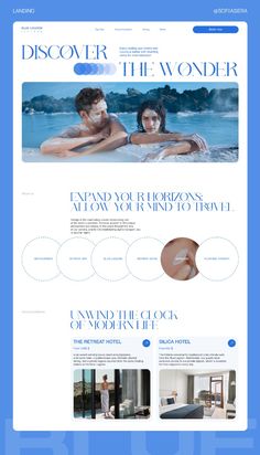 Water Website, Blue Website, Unique Website Design, The Blue Lagoon, Modern Website Design, Webpage Design, Portfolio Web Design, Web Design Trends, Ui Design Inspiration