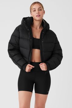 Aspen Love Puffer Jacket - Black Black Puffer Jacket, Womens Capris, Black Puffer, Ripstop Fabric, Tank Top Long Sleeve, Alo Yoga, Mens Sweatpants, Aspen, Puffer Jacket