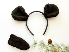 BLACK BEAR EARS HEADBAND AND/OR TAIL Other color variations are also available in the shop. IMPORTANT INFORMATION: NOTE that there may be slight variation in orders of this item as it is MADE TO ORDER. I do work hard to keep them very similar to what is shown though.** Selections / options are made via the drop down menus (i.e. size, style, tail option, flower option). Do not hesitate to ask if you have questions!  Custom orders are accepted with variations on color and quantity for many items. Create and Be Joyful costume accessories are perfect for holiday celebrations and photo shoots, birthdays (even as party favors), costumes / dress up / cosplay, baby photo shoots, and even displayed in a nursery (not left with a baby as a toy). Safety first: Always supervise young children around sm Forest Party Favors, Woodland Forest Party, Bear Ears Headband, Gifts For Disney Lovers, Black Bear Cub, Rabbit Costume, Forest Party, Wolf Ears, Peppermint Christmas