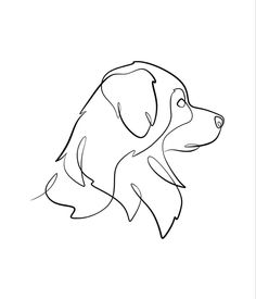 a black and white drawing of a dog's head