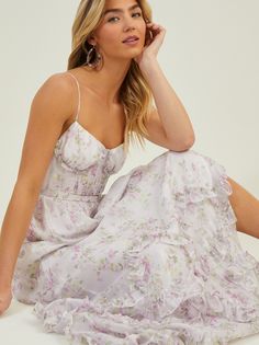 Embrace all days in this breezy floral maxi featuring vibrant blooms dance across the floor-sweeping silhouette. Sleeveless and airy, the dress flows with your every move, keeping you cool and confident as you soak up the sunshine. Dress Lyrics, Pastel Maxi Dresses, Cute Hoco Dresses, Promotion Dresses, Rush Outfits, Spring Bridal Shower, Fancy Dresses Long, Garden Party Dress, Bridal Shower Dress