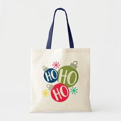 Ho Ho Ho Festive Christmas Xmas Modern Tote Bag Color: Natural and Navy. Gender: unisex. Age Group: adult. Christmas Totes Diy, Christmas Tote Bag Ideas, Christmas Tote Bags Diy, Christmas Bag Ideas, Bells Drawing, Holiday Shirt Ideas, Handpainted Tote Bags, Crafting Table, Shirt Painting