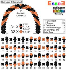 an orange and black cross stitch pattern with numbers for each one in the image, which is