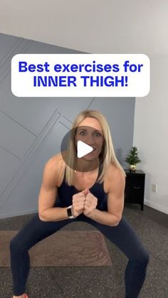 a woman is doing an exercise for inner thigh