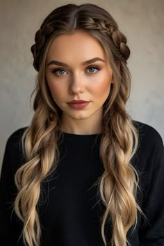 #BEAUTY ,#REALATIONSHIPS #Fashion #Outfits #Winter Outfits #Animals Hairstyles For A Crown Headpieces, Braid Crown Hair Down, Fun Braid Hairstyles, Crown Braid Half Up Half Down, Half Up Braided Hairstyles Wedding, French Braid Wedding Hairstyles, Braid Wedding Hairstyles, Insta Challenge, Crown Braid Tutorial