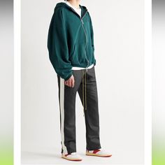 Rhude's 'Collegiate' Track Pants Are Named For The Wide Varsity Stripe That Runs Along Each Leg. They're Cut From Breathable Linen And Silk-Blend That Has A Subtle Luster And Fitted With Drawstring Ties At The Elasticated Waistband For Comfort. Collegiate Track Pant Self: 60% Hemp 40% Silk Contrast Partial Nordstrom Tag Nwot Will Be Marked As Nwt For Exposure. Buyer Accepts Item As Is. Item Is Unworn And In Original Condition Unless Otherwise Stated. Bin Dc-1205 Track Pant, Black Xs, Striped Linen, Track Pants, Black Pants, Mens Pants, Track, Man Shop, Nordstrom