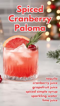 Spiced Cranberry Paloma Spiced Cranberry Paloma, Cranberry Paloma Cocktail Tequila, Winter Tequila Cocktails, Cranberry Paloma, Party Cocktail Recipes, Xmas Cocktails, Cocktail Cards, 90s Playlist, Paloma Recipe