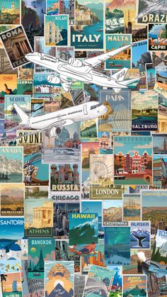 a collage of travel photos with the words italy in different languages and pictures on them