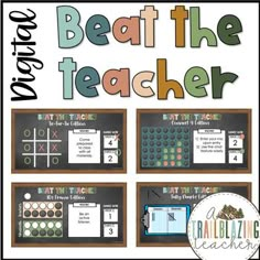 the beat the teacher game is shown with four different numbers on it and one for each player