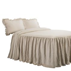 3-pc set includes: 1 Bedspread, 2 Pillow Shams. Ruffle Detail. 100% Polyester. Lush Decor Neutral Solid King/California King Bedspread Polyester in White | 21T010980 Lush Decor, Serene Bedroom, Dust Ruffle, Flowy Design, Decorating Themes, Linen Quilt, Cottage Farmhouse, Bed Skirt, Bedspread Set