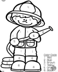 the fireman is holding a baseball bat and numbers to color on this coloring page