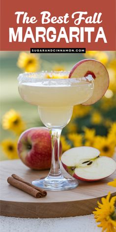 the best fall margarita recipe with apple slices and cinnamon