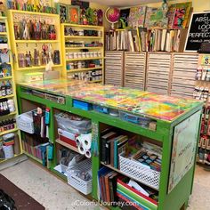 the inside of a craft shop with lots of supplies