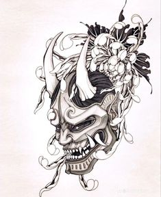 Tattoo Oni, Hannya Maske Tattoo, Tato Irezumi, Oni Masks, Tattoo God, Hannya Maske, Oni Maske, Japanese Mask Tattoo, Oni Mask Tattoo