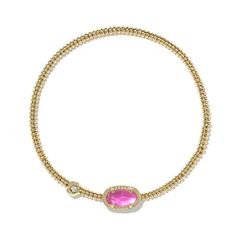 An easy addition to your everyday stack, we love the Grayson Gold Stretch Bracelet in Azalea Illusion for its iconic stone shape and just a touch of sparkle—and know you will too. The best part? It's designed to fit any wrist Details: 14k Gold Over Brass 6.5" unstretched circumference with 0.5"L x 0.3"W station Kendra Scott Bracelet Stack, Swimsuit Jewelry, Gold Stretch Bracelet, Kendra Scott Bracelet, Drinking Accessories, Jeweled Earrings, 14th Birthday, Birthday List, Girly Jewelry