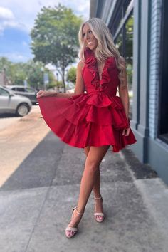 #HomecomingDressGoals #HocoDresses #HomecomingFashion #Prom2024Style #PinterestHocoInspo Red Hoco Dresses, Modest Homecoming Dresses, Feather Prom Dress, Printed Prom Dresses, High Low Prom Dresses, Red Homecoming Dresses, Tiered Ruffle Skirt, Sequin Prom Dresses, Short Homecoming Dress