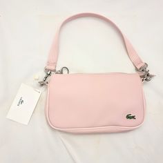 Brand New, Never Been Used Lacoste Baby Pink Bag Cute Small Shoulder Bag Quality Tri-Stitched Strap Authentic Lacoste Brand With Original Tags Super Cute Green Striped Interior With Stitched Pockets Lacoste Branded Steel Zipper Pink Bag Aesthetic, Baby Pink Bag, Lacoste Bag, Lacoste Pink, Striped Interior, Women's Bags By Style, Bags Aesthetic, Bag Cute, Claw Clips