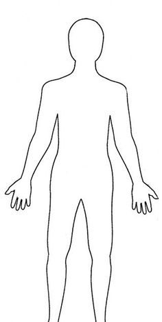 the outline of a man's body with hands and feet in front of him