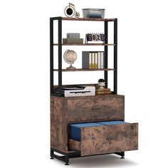 Why pick between storage and style? Tribesigns file cabinet like this one is a great option for getting the best of both worlds! It is both a bookshelf and a filing cabinet, and the vertical design can meet your multiple storage needs. The retro look adds charm to your home office. Tribesigns Dark Brown Metal 3-Shelf Bookcase (29.52-in W x 61.41-in H x 15.74-in D) | HOGA-C0225 Filing Storage, 2 Drawer File Cabinet, Filing Cabinet Storage, Office Storage Cabinets, Printer Stand, Storage Cabinet Shelves, Open Bookcase, Global Office Furniture, Bedroom And Office