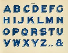 an old fashioned type of alphabet with blue letters and numbers on it's sides