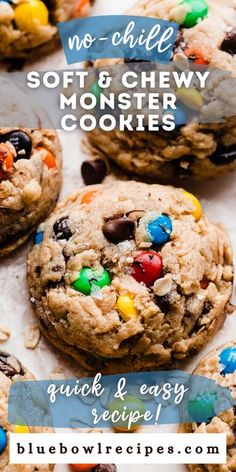 cookies with m & m's on top and the words, no - chille soft