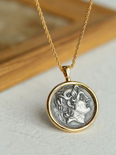 Introducing our "Classic Alexander Silver Coin Plus Necklace" – a timeless and sophisticated piece that combines the allure of a classic coin pendant with an additional layer of elegance, creating a versatile and stylish necklace.Key Features:Classic Coin Pendant: The necklace features a classic Alexander silver coin pendant, evoking a sense of history and timeless charm. The coin design adds a touch of vintage sophistication to the overall aesthetic.Additional Layer: Enhancing the necklace's el Sterling Silver Coin Necklace, Statue Of Athena, Silver Coin Jewelry, Ancient Coin Pendant, The Goddess Of Victory, Gold Coin Pendant, Round Shield, Silver Coin Necklace, Goddess Of Wisdom