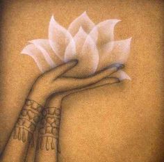 two hands are holding a white flower in front of a brown background with the words, peace