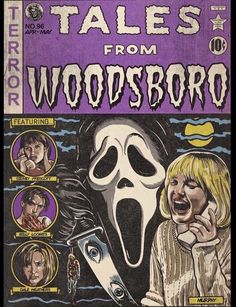 the cover to tales from woodsbrown, featuring two women with masks on their faces