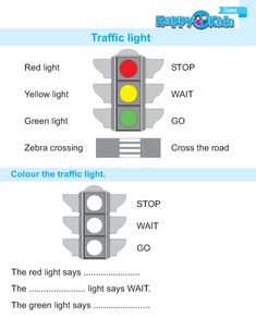 two traffic lights are shown with different words