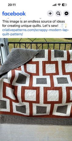 a blanket is sitting on top of a bench with the caption's facebook page below it