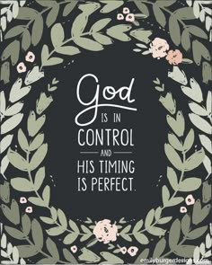 the words god is in control and his time is perfect