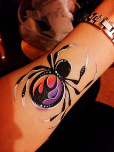 Spider Face Painting, Animal Face Paintings, Christmas Face Painting, Face Painting Tutorials, Arm Painting, Airbrush Tattoo, Halloween Makeup Diy