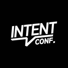 the intent conf logo is shown on a black background with white letters and an arrow