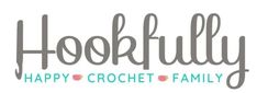 the words, happy crochet family are shown in grey and blue letters on a white background